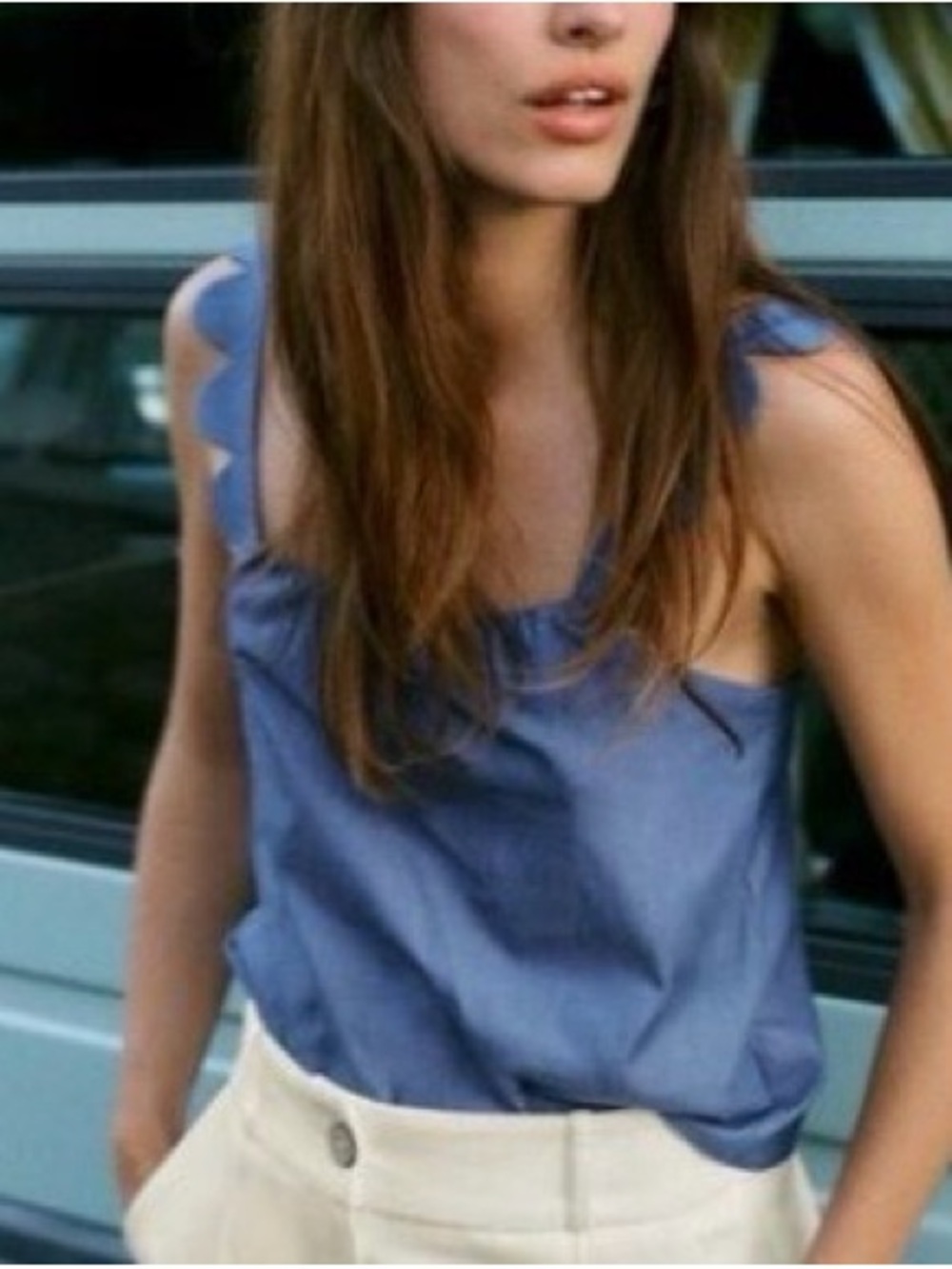 Zara Scallop Strap Crop Top XS